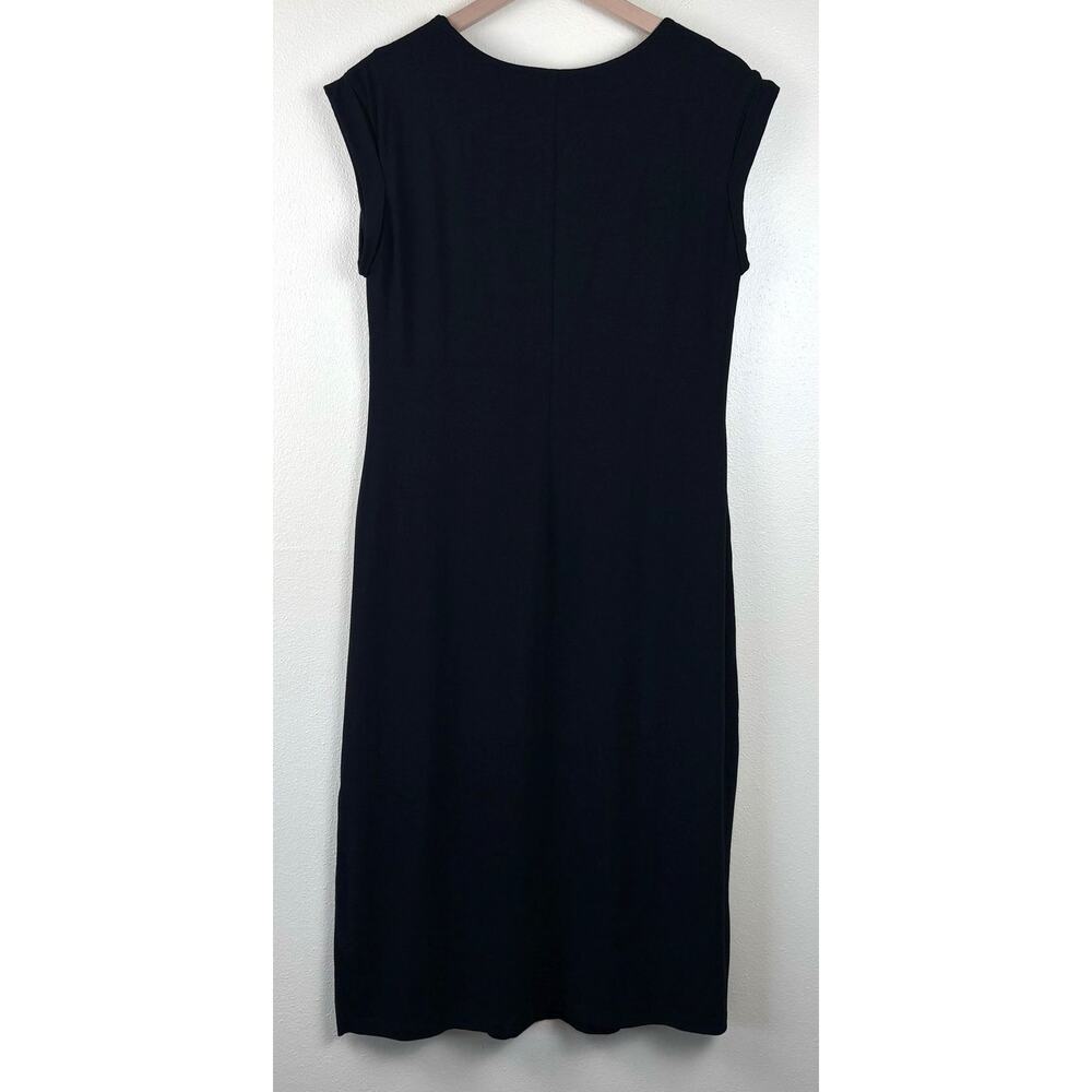 Banana Republic Midi T-Shirt Dress Black Size Small Scoop Neck Stretch - Picture 10 of 12